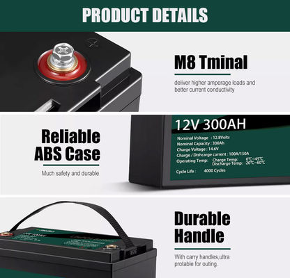 Golf Cart 12V Lithium Battery Pack Baterai Lifepo4 300ah Untuk Cuaca Dingin