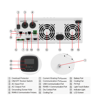 Adjustable 48V Hybrid On Grid Inverter 5kw Untuk Tata Surya