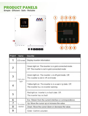 7kw 8kw 10kw 15kw Hybrid Solar Inverter 48v 240v Penyimpanan Energi Fase Terpisah