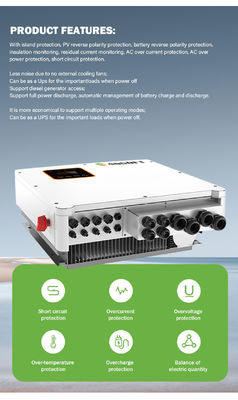 7kw 8kw 10kw 15kw Hybrid Solar Inverter 48v 240v Penyimpanan Energi Fase Terpisah