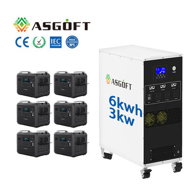 6KWH Semua dalam Satu pembangkit listrik portabel Lifepo4 off Grid 3kw Hybrid Inverter