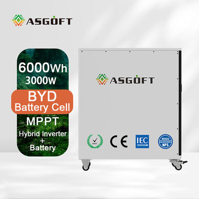 6KWH Lifepo4 dari Grid Hybrid Inverter 3kw Sistem Penyimpanan Energi Surya