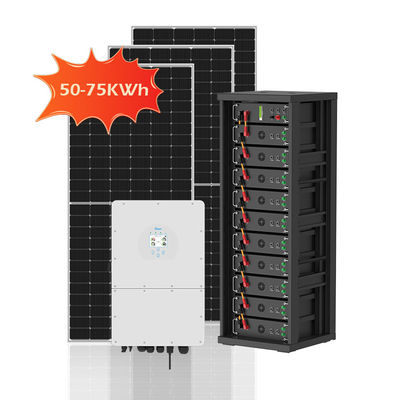 50kWh 75kWh High Voltage Hybrid Solar Energy System 100kWh 300kwh 750kWh Baterai kabin PV On dan Off Grid