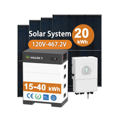 Penyimpanan energi rumah yang dapat ditumpuk 15kwh - 40kwh rak LifePo4 untuk panel surya hibrida sistem surya terbalik