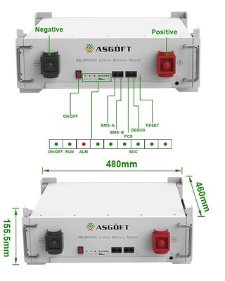 BYD Energy Storage Stackable Server Rack Dipasang 51.2 V 100Ah Baterai Lifepo4