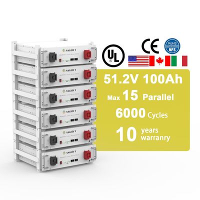 Sertifikasi UL LiFePO4 Baterai penyimpanan energi 51.2V 100Ah Rak ditumpuk