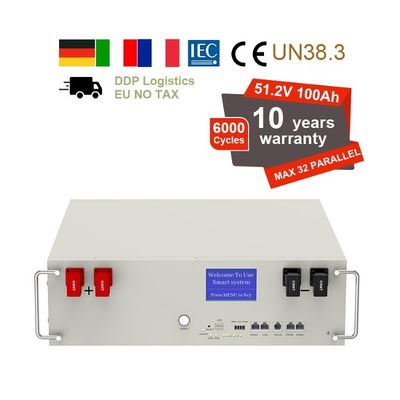 51.2V 100Ah 5kWh Lifepo4 Battery Pack Dengan BMS Serve Rack Untuk Penyimpanan Energi Rumah