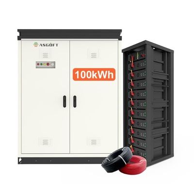 Penyimpanan Energi Surya Rumah Tegangan Tinggi 50KWh 100KWh Baterai LiFePO4 ditumpuk